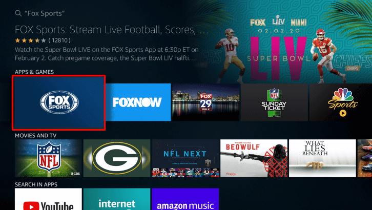 FOX Sports app on Firestick