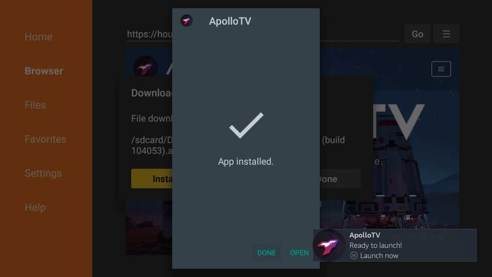 Open Apollo TV on Firestick