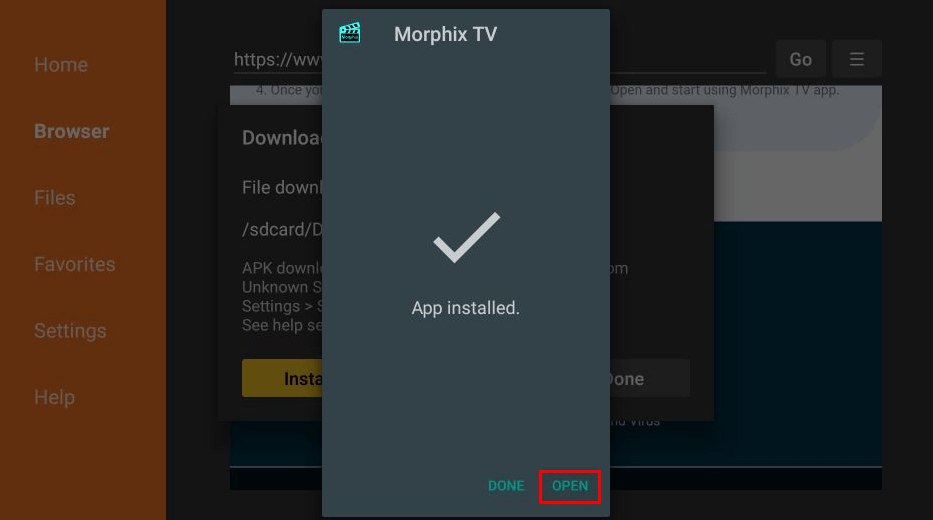 Open Morphix TV on Firestick 