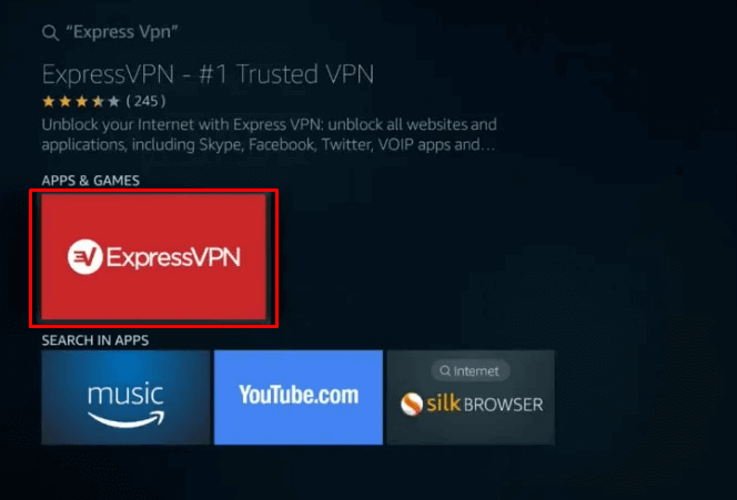 Select ExpressVPN on Firestick