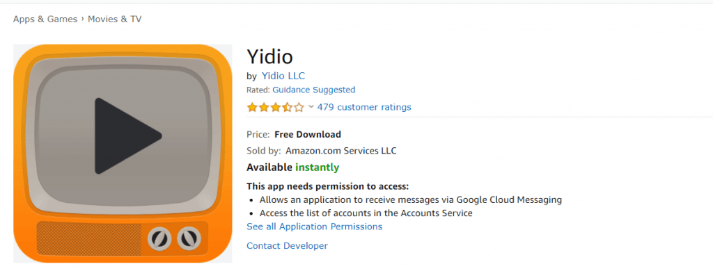 Yidio on Firestick using VPN