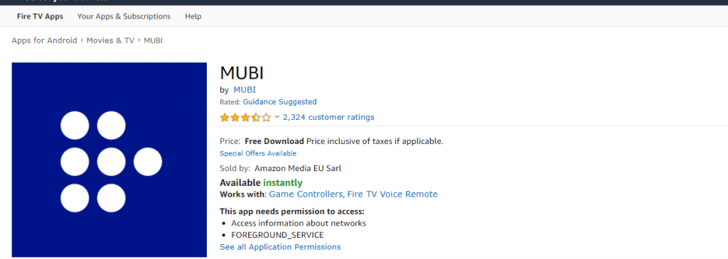 MUBI on Firestick using VPN