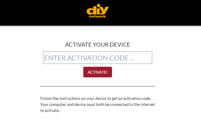 Enter the activation code - DIY Network on Firestick