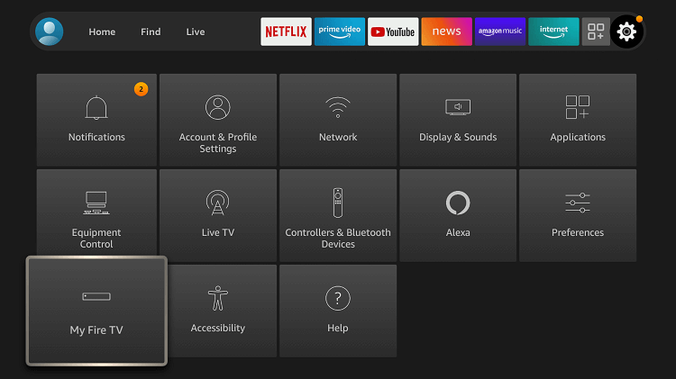 Click on My Fire TV under settings