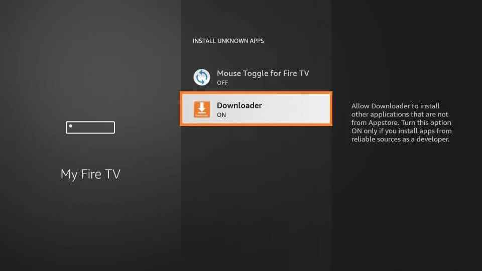 enable Install unknown apps to install Betternet VPN on Firestick