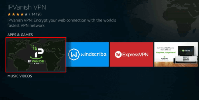 Select IPVanish VPN from the results