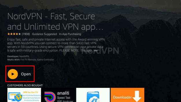 Open NordVPN - Amazon Prime on Firestick