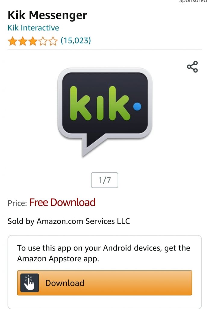 KIK Messenger on Firestick- click download