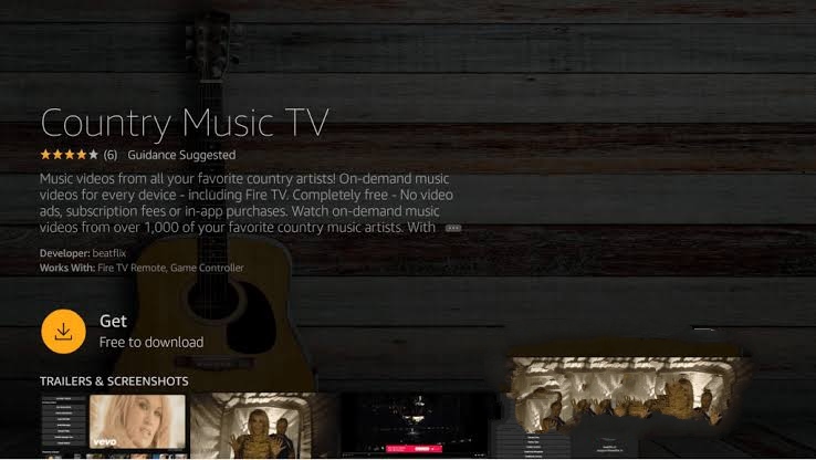  Country Music on Firestick- click get