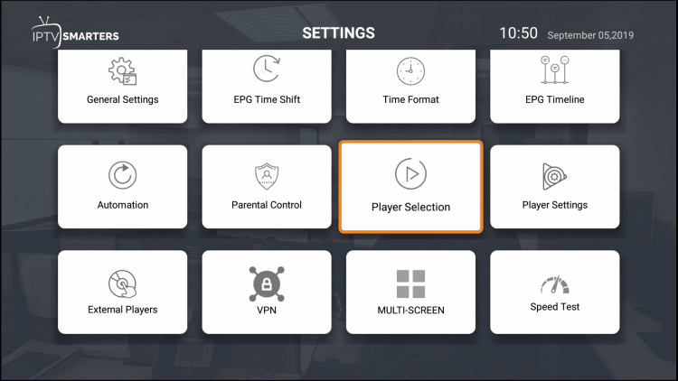 From settings select Player selection from the menu