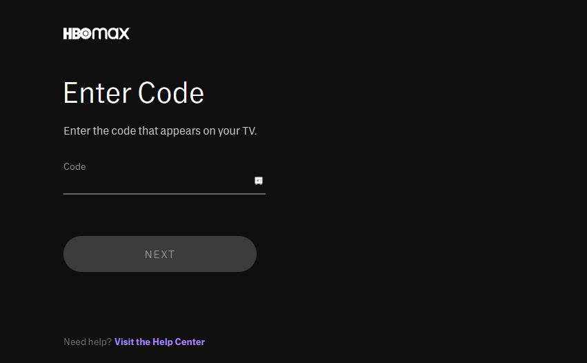 Enter the code and click Next to activate HBO Max on Firestick