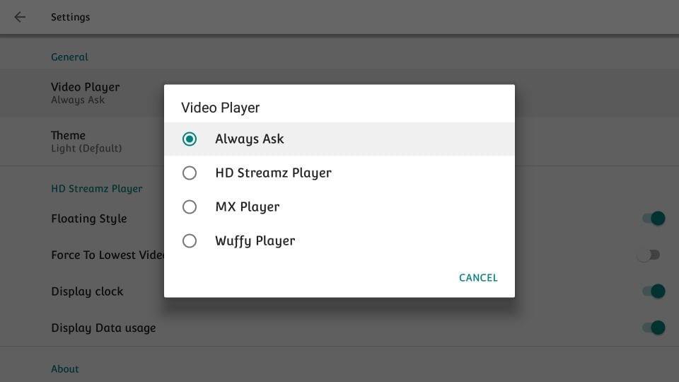 Select a default video player