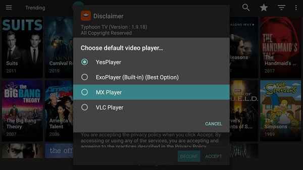 Choose MX Player from the list
