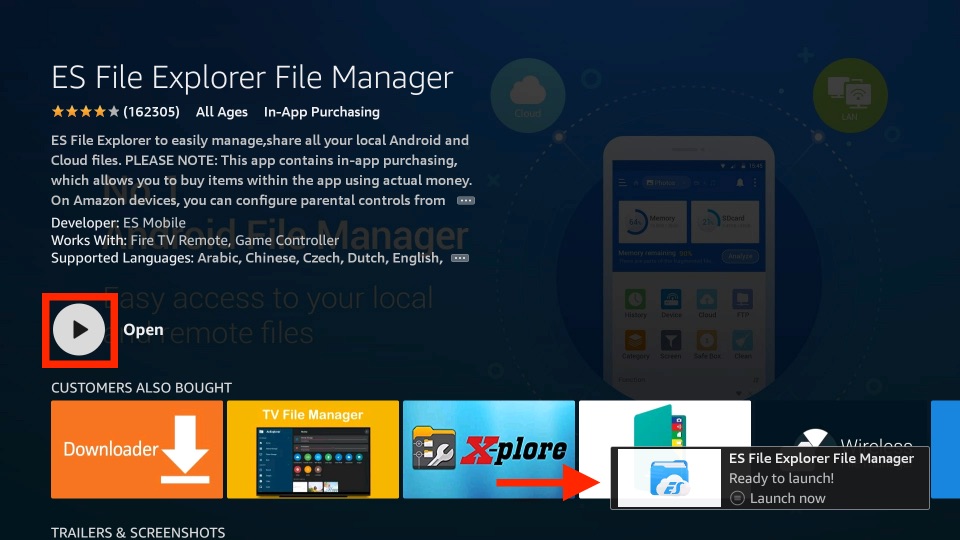 Launch the ES File Explorer app