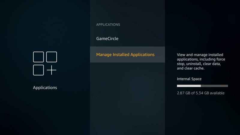 Choose Manage Installed Applications to disable VPN