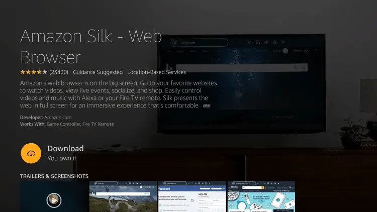 Download silk browser to get FIFA World Cup on Firestick