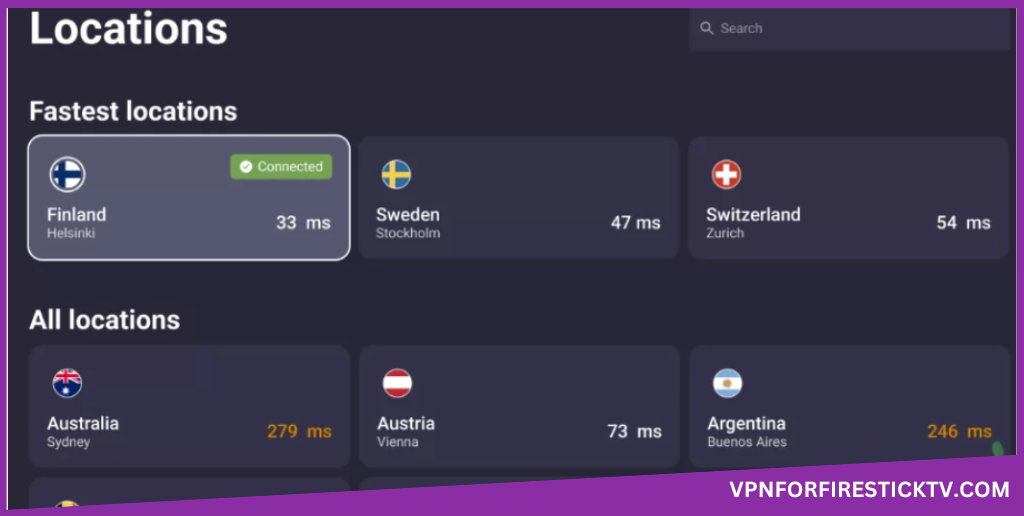 Choose any VPN Server location according to your choice