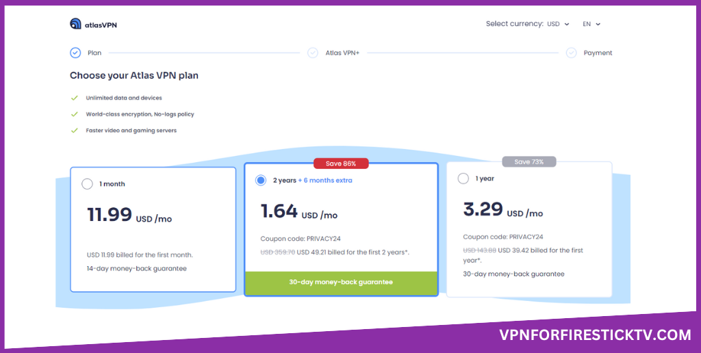 Choose any one Atlas VPN plan