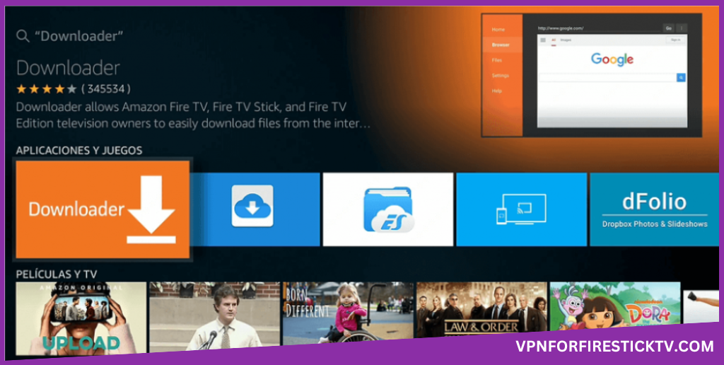 Choose the Downloader app from the Amazon App Store on your Fire TV Stick