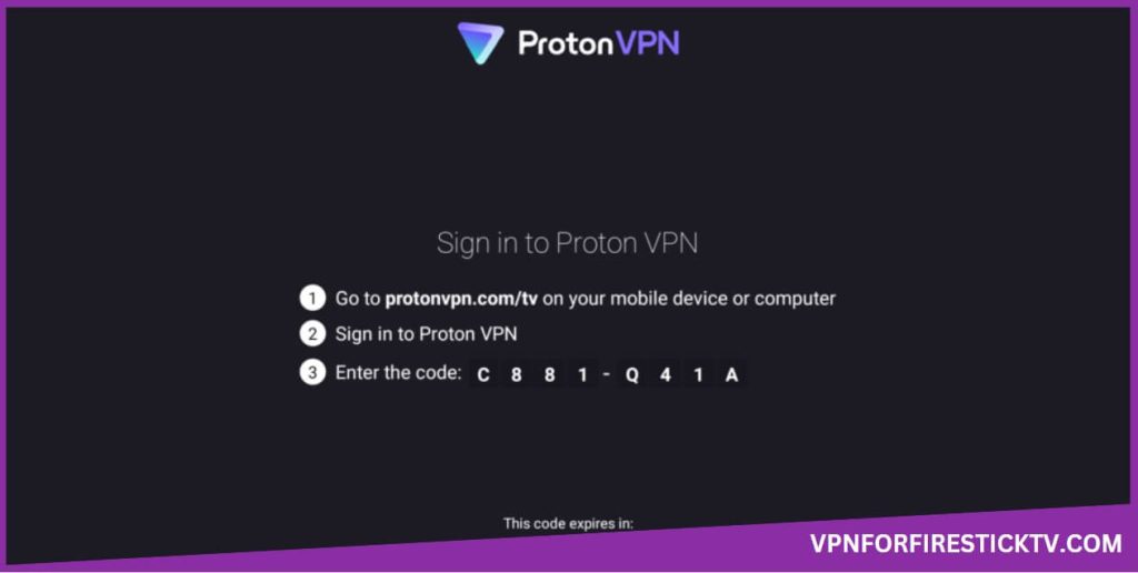 Activation Web page - Proton VPN on Firestick