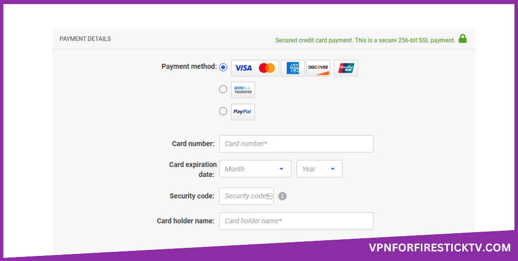 VPN Unlimited for Firestick - Payment details