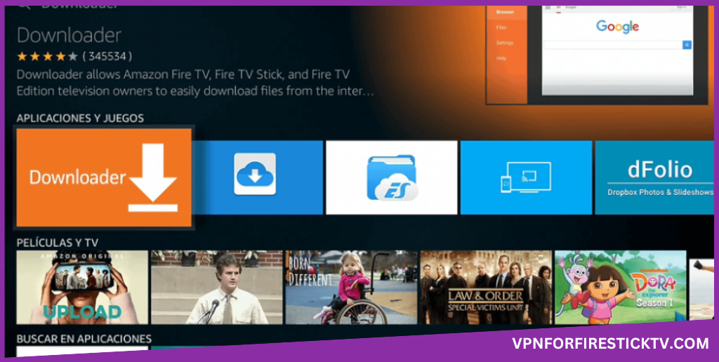 Search and choose the Downloader app on your Fire TV Stick