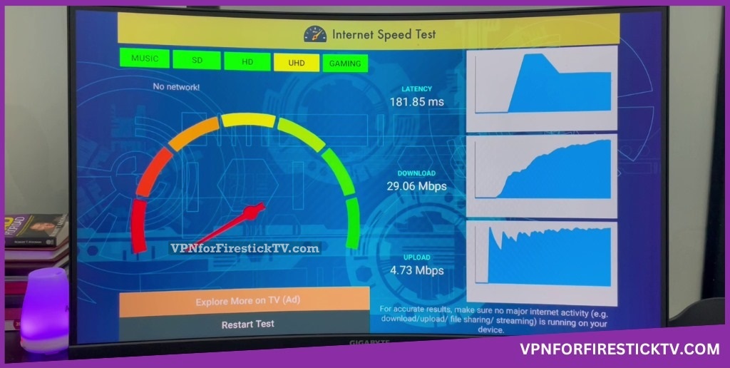 Speedtest on Firestick Using Proton VPN Fastest Server