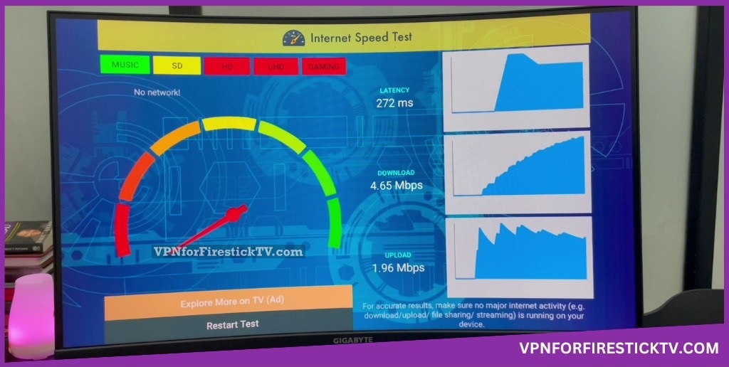 Speedtest on Firestick using Windscribe VPN USA Server